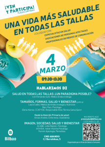 Cartel de la jornada “Una vida más saludable en todas las tallas” celebrada en Bilbao con motivo del Día Mundial de la Obesidad.