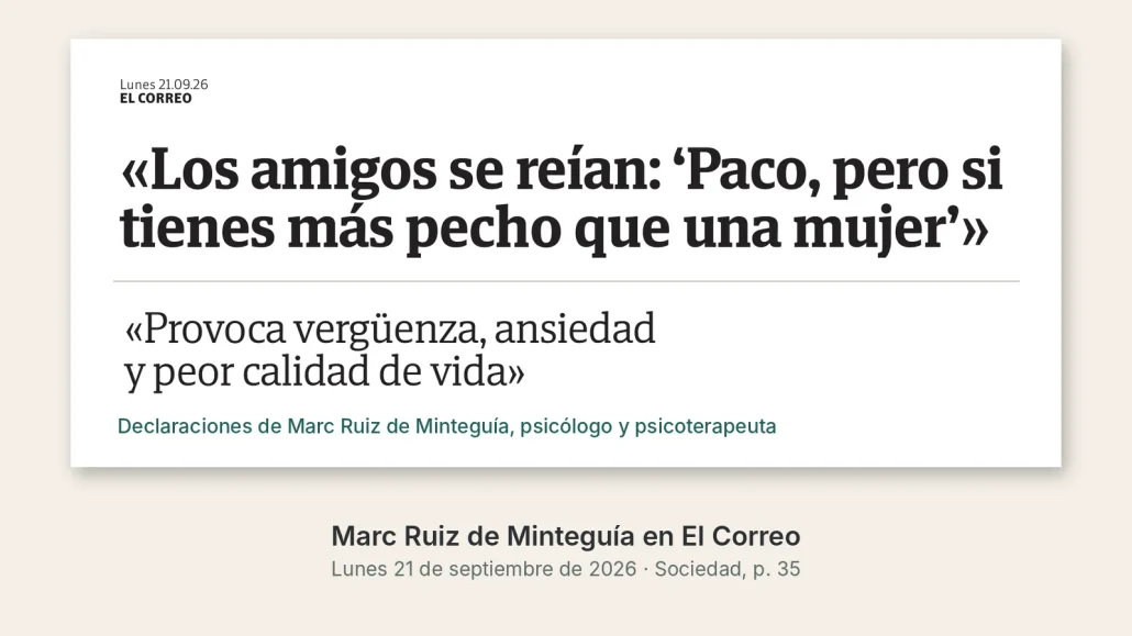 Marc Ruiz de Minteguía en El Correo: el impacto psicológico de la ginecomastia